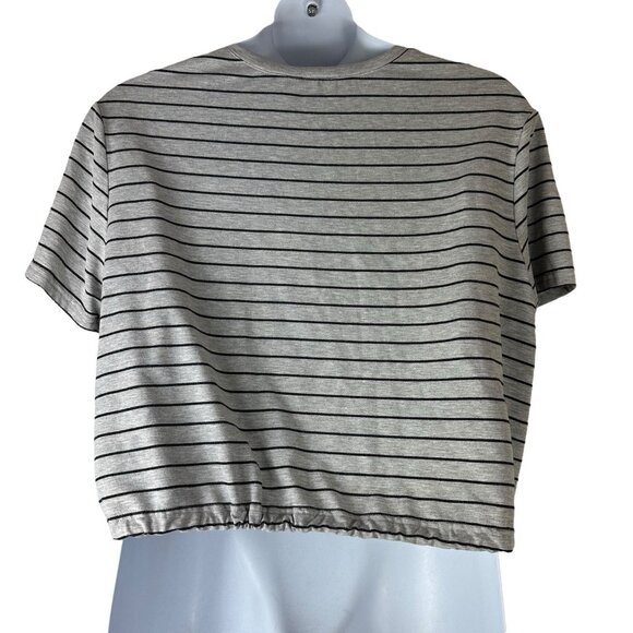 Nanette Lepore Heathered Gray Striped Tee - Picture 2 of 4